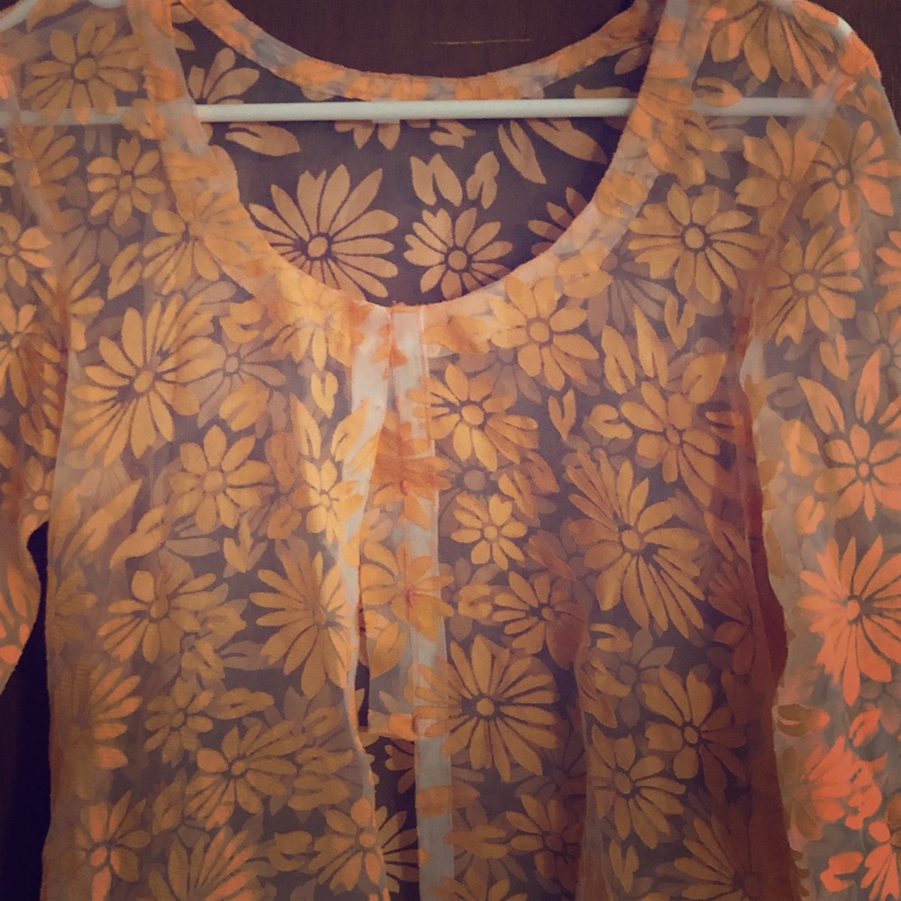 See through floral sweater